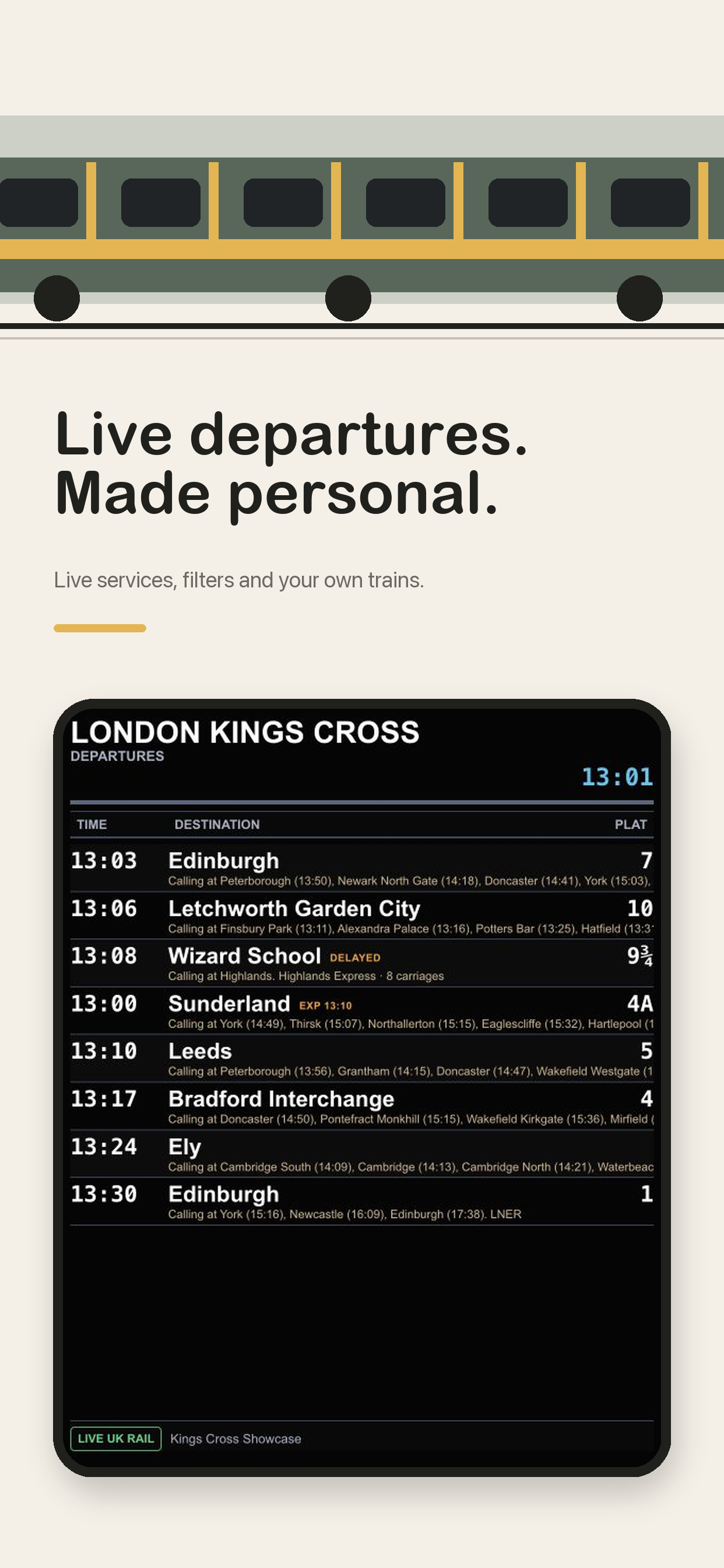 Live London King's Cross departure board